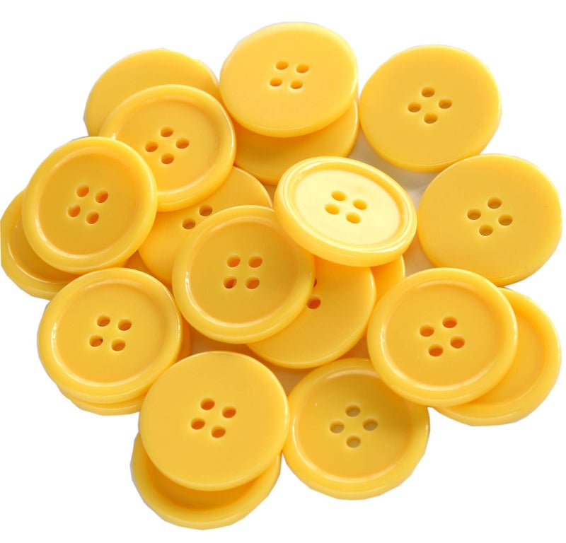 GANSSIA 1 Inch (25mm) Yellow Buttons Sewing Flatback Button for Sewing or DIY Crafts Pack of 50 - Image 1